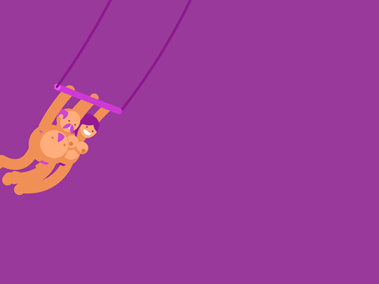 秋千 紫色 黄色 绳子