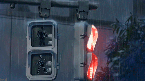 红绿灯 闪烁 信号灯 下雨