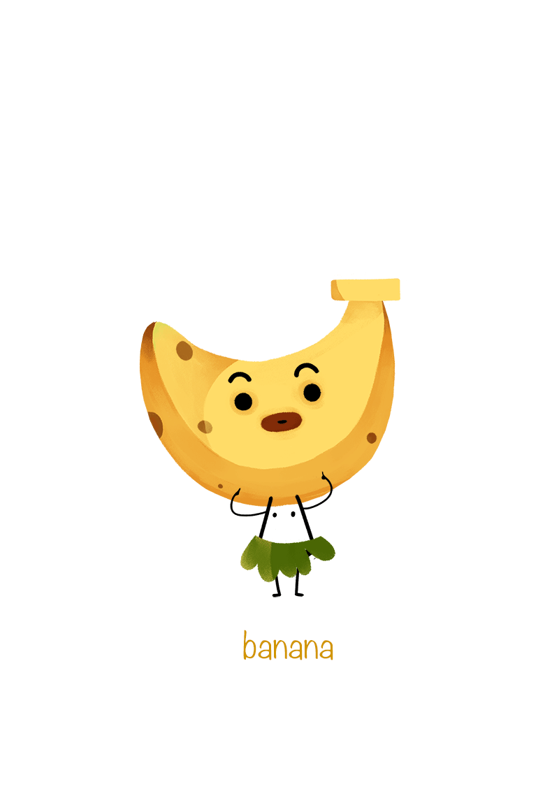 香蕉人 树叶 可爱 动漫