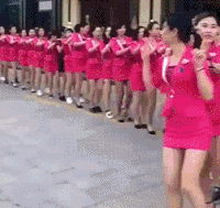 跳舞 美女 红色服装 搞笑 滑稽