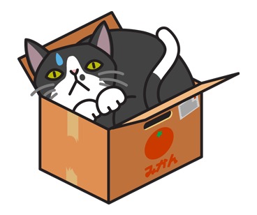 卡通 猫咪 冷汗 纸箱