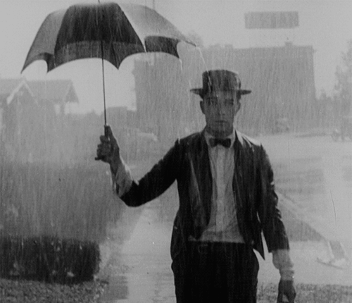 男人 淋雨 雨伞 浪费
