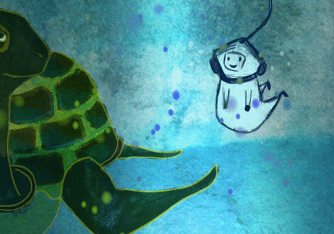 水底 海龟 气泡 动漫