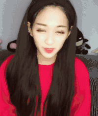 美女 手指 长发 笑容