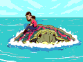海洋 旅行 女人 巨龟