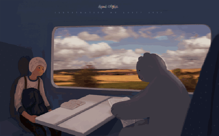 火车 行驶 看书 安静 风景