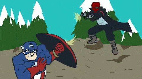 美国队长 红骷髅 动画 漫威 搞笑 攻击  Captain America