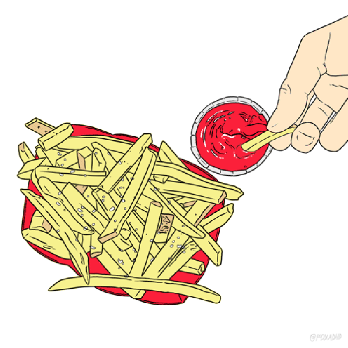 薯条 番茄酱 食物 吃掉