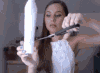 剪刀 手指 长发 美女