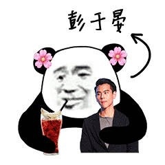 熊貓頭 搞笑 雷人 斗圖 抱著彭于晏喝著飲料