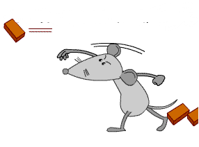 小老鼠 扔砖 灰色 卡通