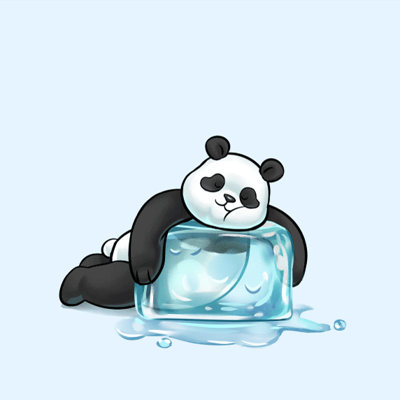 熊猫 卡通 冰块 睡觉