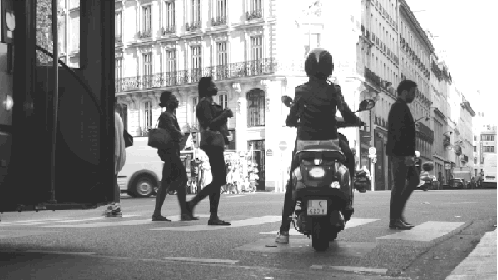 巴黎 街道 摩托车 黑白