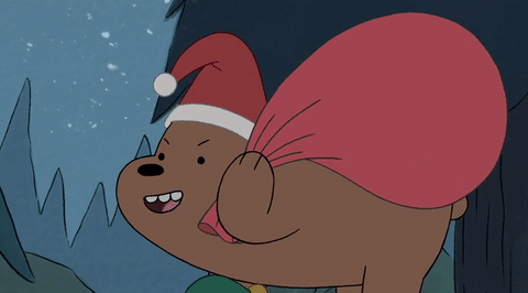 棕熊 圣诞帽子 可爱 奔跑