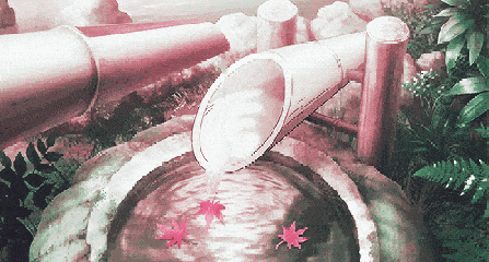 竹筒 水缸 花瓣 粉色