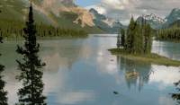 Travel&Alberta&CANADA 加拿大 小船 山脉 森林 清澈 纪录片 风景