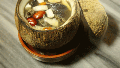美食 椰子 热气 大枣 煲汤