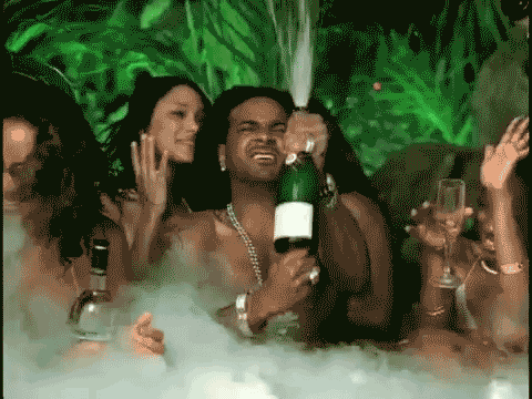 香槟, 派对时间, 热水浴缸 香槟浴
