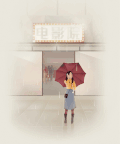 下雨 打伞 等待 打电话