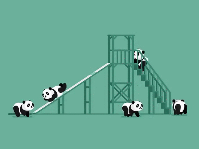 动画 熊猫 滑滑梯 萌化了 panda