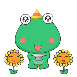 蛙菌 向日葵 开心 可爱