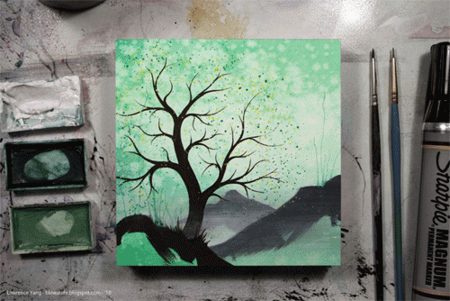 绘画 艺术 森林 冬天 甜的 树