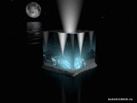 水  月亮  未来的复古         玻璃立方体