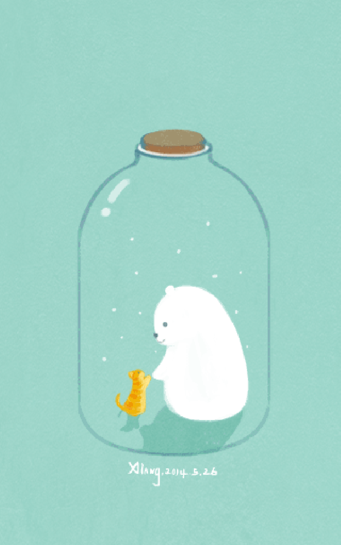 瓶子 可爱 白熊 绿色
