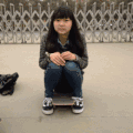 妹子 滑板 逗比男 搞笑