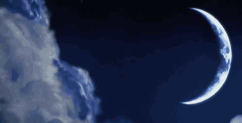 动画 月亮 夜晚 云朵