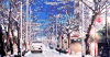卡通 汽车 雪花 行驶