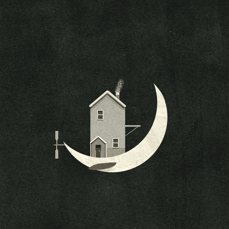 素材 清新 月亮 房子