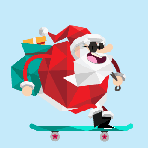 圣诞老人 滑板 礼物 祝福