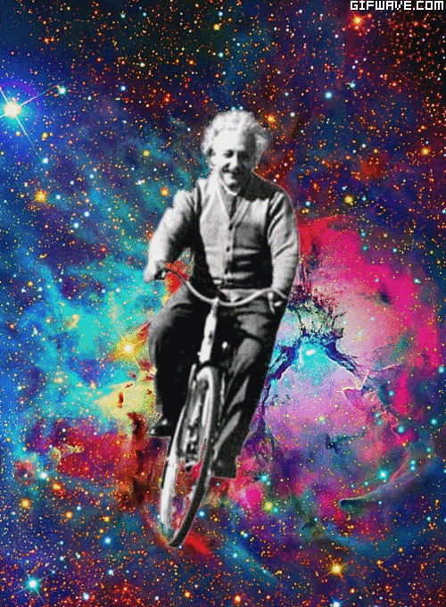 爱因斯坦 Albert Einstein 星空 五颜六色 骑自行车