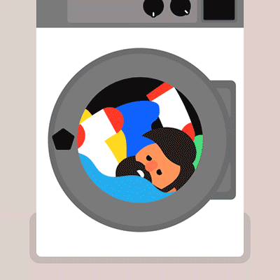 洗衣机 卡通人 旋转