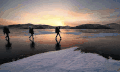 冰封 河面 游客 贝加尔湖 贝加尔湖延时摄影 风景