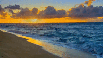 海岸 海浪 夕阳 金色沙滩