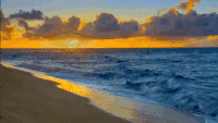海岸 海浪 夕阳 金色沙滩