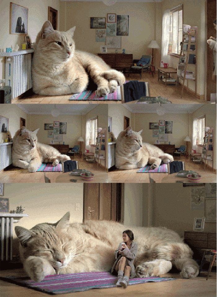 猫咪 巨大 靠垫 依靠