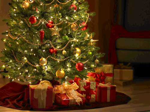 圣诞节 圣诞快乐 圣诞树 礼物 闪耀 灯光