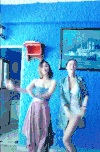 美女 跳舞 蓝色 可爱