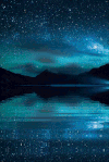夜晚 星空 湖面 美景