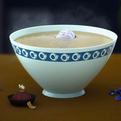 瓷碗 热气腾腾 洗澡 可爱 汤汁