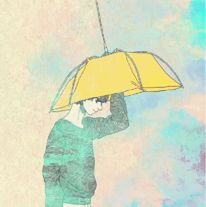下雨 雨伞 闪电 躲避