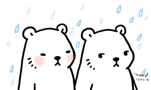 小熊 害羞 可爱 下雨