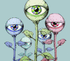 卡通 眼睛 瞳孔 叶子