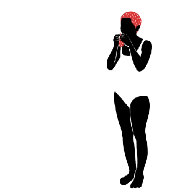 吃气球 猫 黑人 红色的头巾 泳衣 插画 喵咪 Min Liu