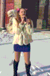 美女 性感 雪地 话筒 唱歌