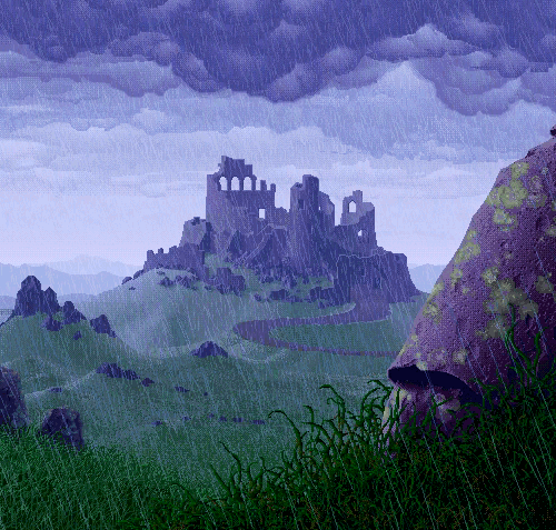 像素 pixel 下雨 城堡