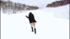 美女 雪地 走光